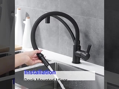 Brass Single-Handle Pull-Out Kitchen Faucet With Flexible Hose In Matte Black Chrome Matte Black