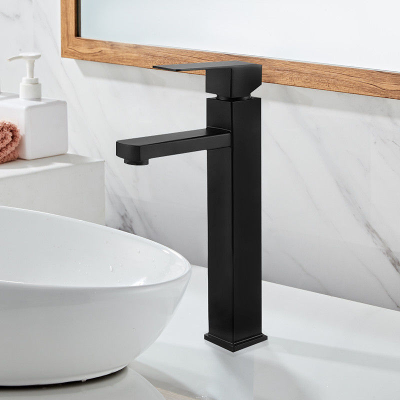 SUS304 الفولاذ المقاوم للصدأ Vessel Single Hole Single Handle Basin Mixer in Chrome Matte Black Gold Sn