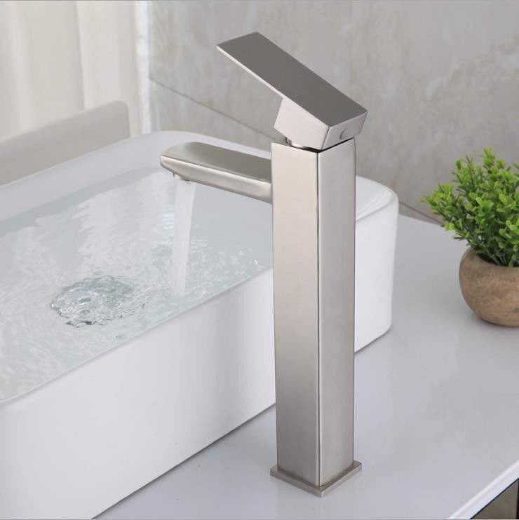 SUS304 الفولاذ المقاوم للصدأ Vessel Single Hole Single Handle Basin Mixer in Chrome Matte Black Gold Sn